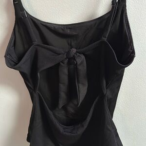 Women’s black aerie ribbed one piece bathing suit with tie in back
